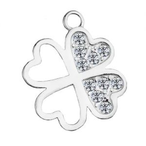 Colgante - tr&eacute;bol con cristales GAVBARI*plata AG 925*CHARM 82 ver.2 13x15 mm