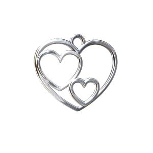 Triple heart charms - ODL-00028 17x19 mm
