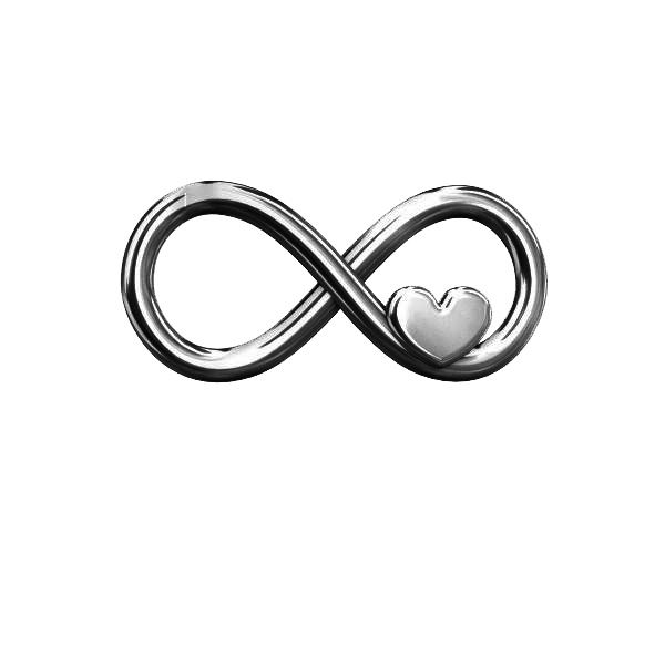 Silver infinity sign with heart - ODL-00082 7,6x16,3 mm