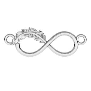 Infinity sign with feather charms connector - ODL-00164 7,5x22 mm