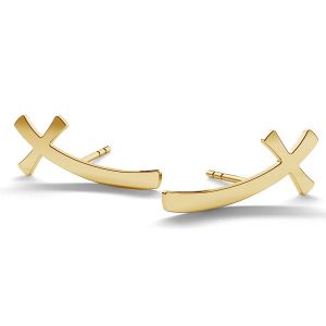 Aretes de cruz oro 14K LKZ-00690 KLS (L+P) - 0,30 mm