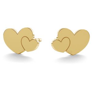 Corazón doble aretes oro 14K LKZ-00702 KLS - 0,30 mm