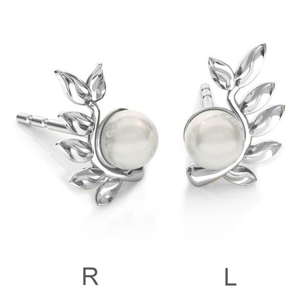 Hojas aretes Swarovski pearls*plata 925*ODL-00791 L+P 6,7x10,5 mm ver.2
