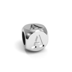 Colgante - cubo con letra A*plata 925*CUBE A 4,8x4,8 mm