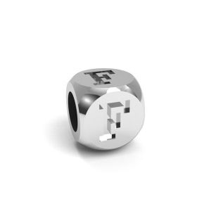 Colgante - cubo con letra F*plata 925*CUBE F 4,8x4,8 mm