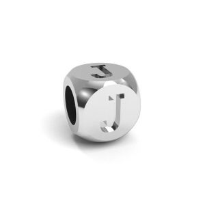 Colgante - cubo con letra J*plata 925*CUBE J 4,8x4,8 mm