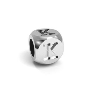 Colgante - cubo con letra K*plata 925*CUBE K 4,8x4,8 mm