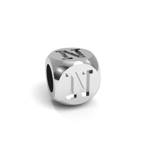 Colgante - cubo con letra N*plata 925*CUBE N 4,8x4,8 mm