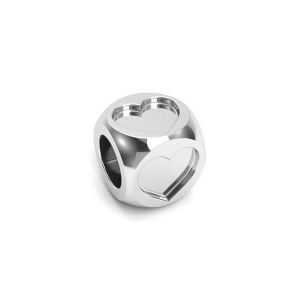 Colgante - cubo con simbolo de corazon*plata 925*CUBE HEART 4,8x4,8 mm