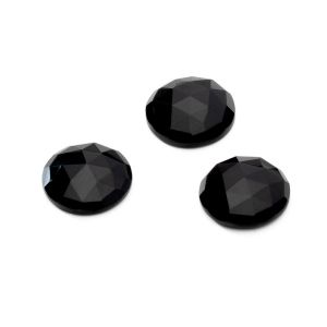 Piedra redonda, espalda plana, ROUND ROSE CUT 14,9 mm Black onyx, GAVBARI