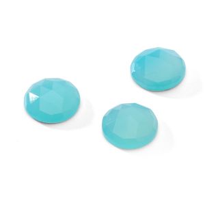 Piedra redonda, espalda plana, ROUND ROSE CUT 14,9 mm Chalcedone turquoise, GAVBARI