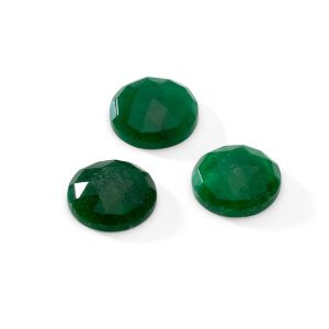 Piedra redonda, espalda plana, ROUND ROSE CUT 14,9 mm dark green Jade, GAVBARI