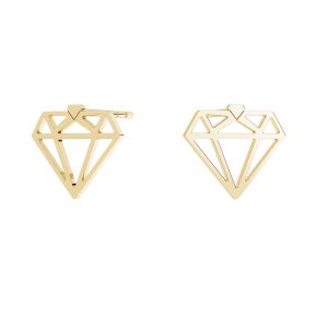 Diamante aretes, oro 585 14K, KLS LKZ14K-50115 10,2x11,7 mm - 0,30 mm