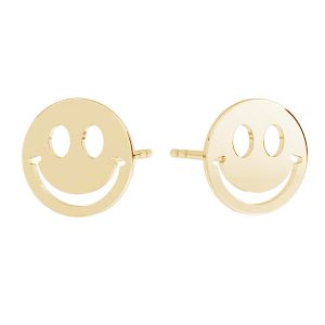 Sonreír emoticon aretes, oro 585 14K, KLS LKZ14K-50129 10x10 mm - 0,30 mm