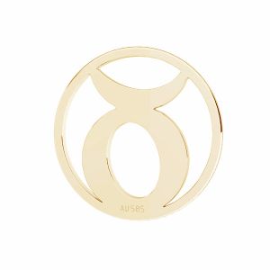 Colgante tauro zodíaco, oro 14K, LKZ14K-50181 - 0,30 12x12 mm