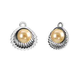 Cáscara colgante con perlas, plata 925, ODL-00127 12x13 mm ver.4