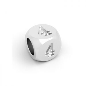 Colgante - cubo con dígito 4*plata 925*CUBE 4 4,8x4,8 mm