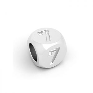Colgante - cubo con dígito 7*plata 925*CUBE 7 4,8x4,8 mm