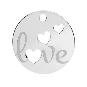 Corazón colgante ,plata 925, LKM-03173 - 0,50 14x14 mm