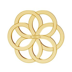 Roseta de flores colgante, oro 14K, LKZ14K-50248 - 0,30 10x10 mm