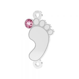 Pies de bebe colgante*plata 925*LKM-3315 - 0,50 9x17 mm (pink crystal)
