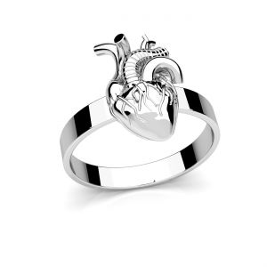 Anillo - corazón anatómico fundido*plata 925*ODL-01302 8x12 mm R-13