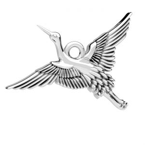 Pájaro grulla, colgante, plata 925, ODL-01309 19x23,4 mm