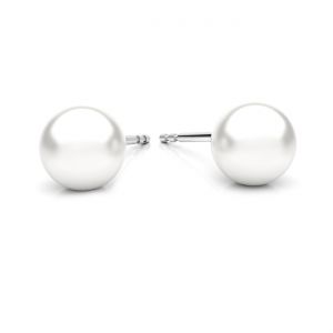 Pendiente poste - perla 6 mm, plata 925, KLS-39 6x18,5 mm