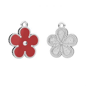 Colgante - flor de no me olvides, con resina rojaplata AG 925*CON-1 ODL-01375 15x17,3 mm ver.3