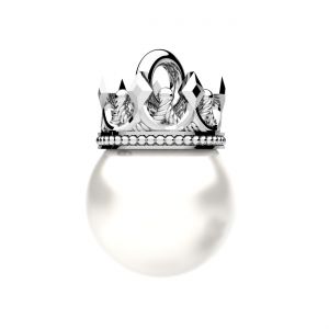 Colgante corona - perla blanca*plata AG 925*OWS-00716 8x12 mm ver.2