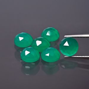 Piedra redonda, corte rosa - Ágata verde 4 MM