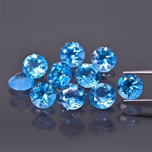 Piedra redonda, cono - topacio Swiss Blue 6 MM