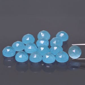 Piedra redonda, corte rosa - Ágata azul 4 MM