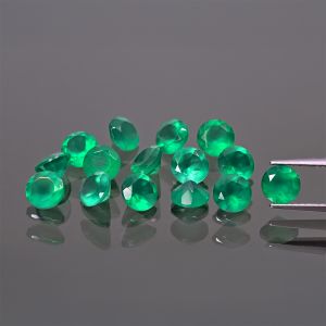Piedra redonda, talla cónica - Ágata verde 4 MM