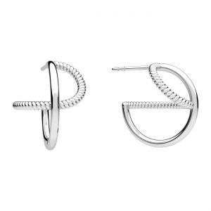 Pendiente de perno - enrollado, engaste para piedras 2,5mm*plata AG 925*KLS OWS-01179 13x15,9 mm L+P