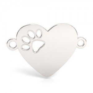 Connector pendant - heart with dog paw*sterling silver AG 925*BL 957 - 0,4 mm