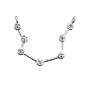 Connector pendant - zodiac sign with stone - Aquarius*sterling silver AG 925*S-CHARM 354  