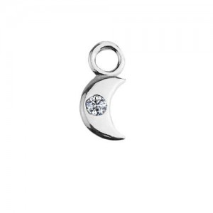 Pendant - small moon with stone*sterling silver AG 925*S-CHARM 451  