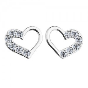 Stud earring - heart with stones*sterling silver AG 925*SZ 126