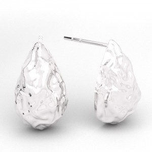 Stud earring - hammered teardrop*sterling silver AG 925*SZ 178