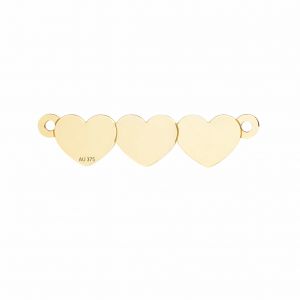 Colgante conector de oro - tres corazones*oro AU 375*LKZ9K-30118 - 03 6x25,6 mm