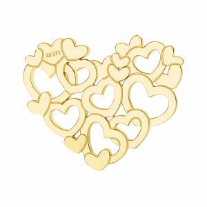 Colgante conector calado de oro - corazones en un coraz&oacute;n*oro AU 375*LKZ9K-30117 - 03 10,2x12,3 mm
