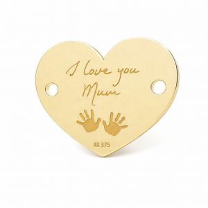 Colgante conector de oro - coraz&oacute;n - manos de ni&ntilde;o*oro AU 375*LKZ9K-30115 - 03 10,2x13 mm